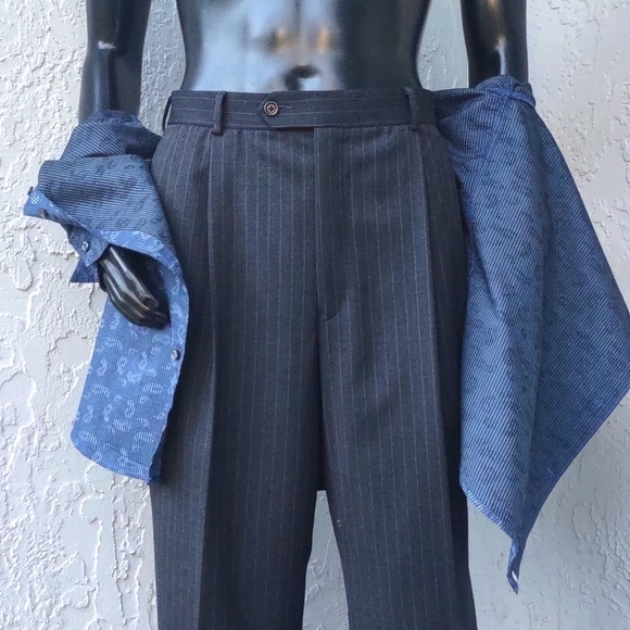 Brooks Brothers Men's Super 110's Worsted Wool Pleated Pin Stripe Suit Trouser